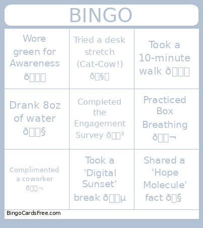 WELLNESS Bingo Card