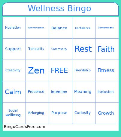 Wellness Bingo Card