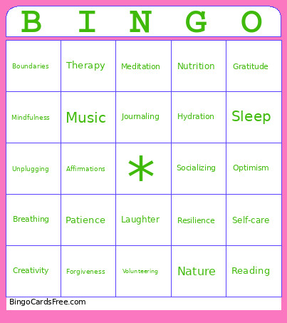 Wellness Bingo Card