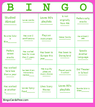 Wellness Bingo Card