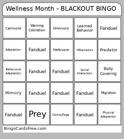 Wellness Month - BLACKOUT Bingo Card