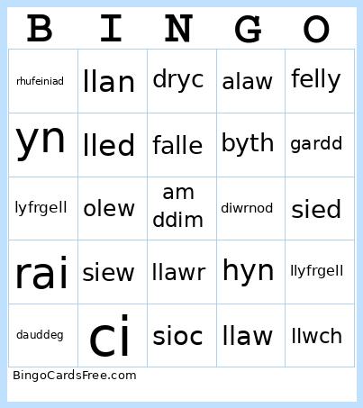 Welsh pronunciation Bingo