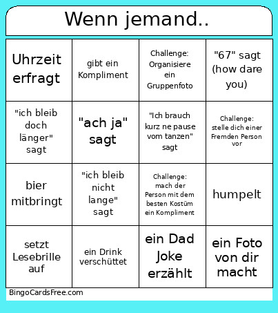 Wenn Jemand.. Bingo Card