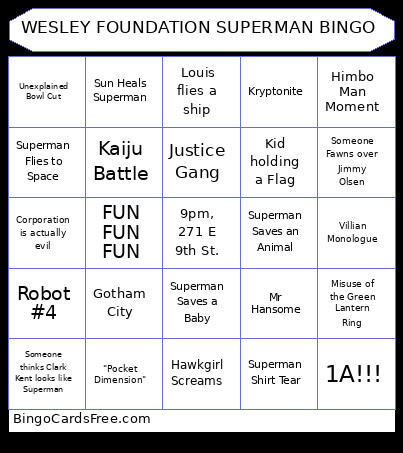 WESLEY FOUNDATION SUPERMAN Bingo Card