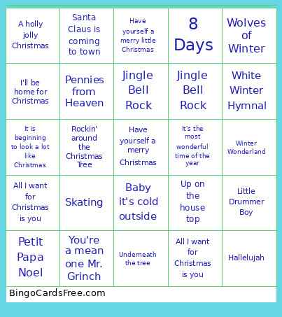 West Holiday Party - Music Bingo Card