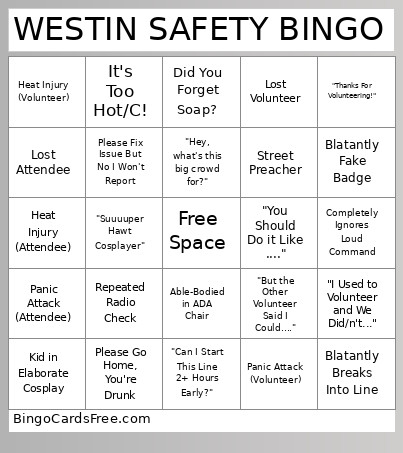 WESTIN SAFETY Bingo Card