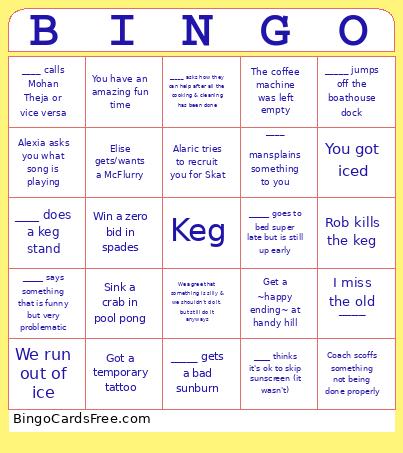 Westport 25 Bingo Card