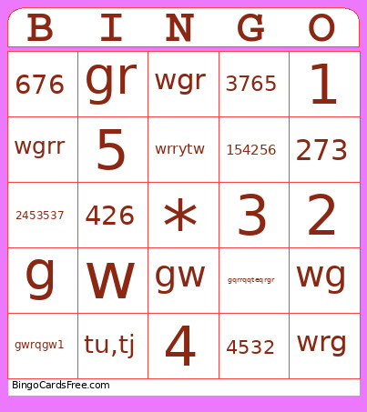 Wgret Bingo Card