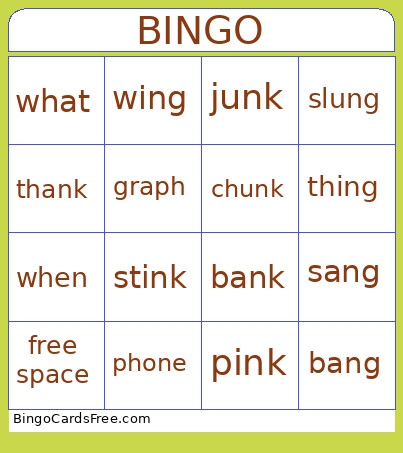 Wh, Ph, Ng, Nk Bingo Card