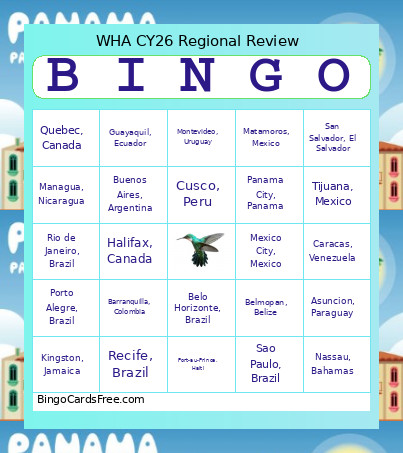 WHA Review Bingo Card