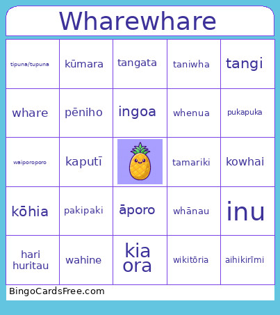 Wharewhare Bingo Card