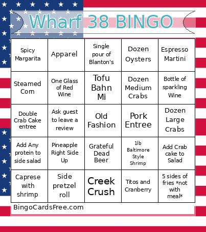 Wharf 38 Bingo Card