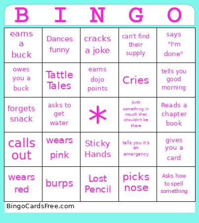 What 2nd Grade Students Do Bingo Card