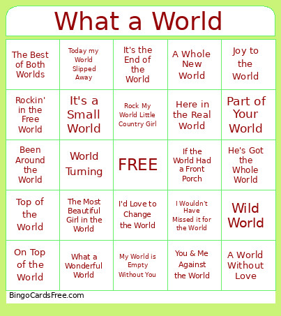 What A World Bingo Card