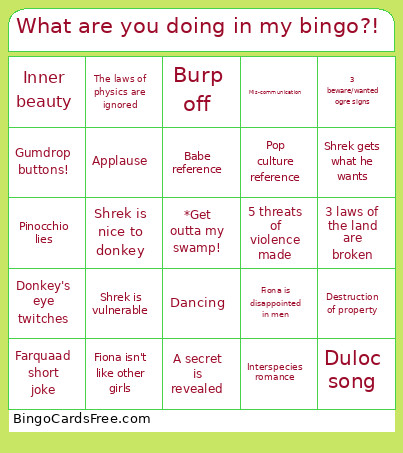 What Are You Doing In My ?! Bingo Card
