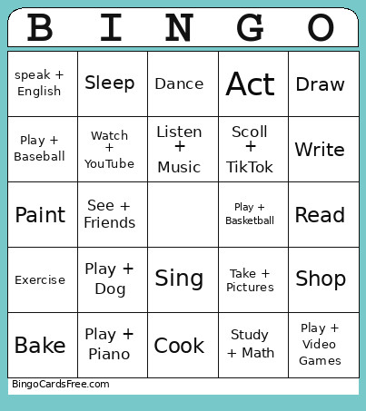 What Do You Do In Your Time? Bingo Card