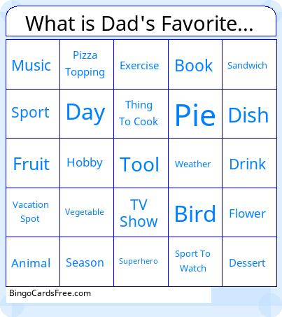 What is Dad's Favorite... Bingo