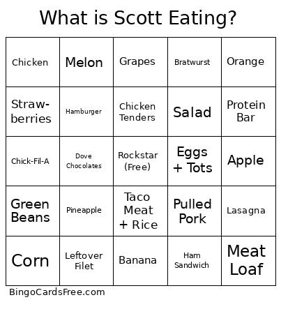 What is Scott Eating? Bingo