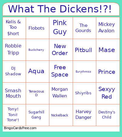 What The Dickens!?! Bingo Card