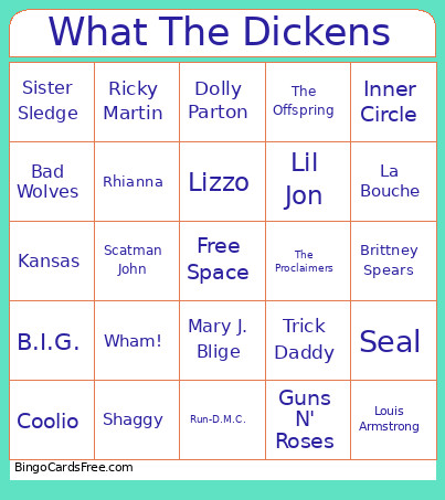 What The Dickens Bingo Card