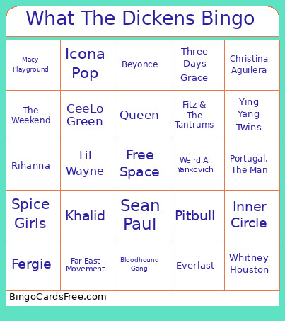 What The Dickens Bingo Card
