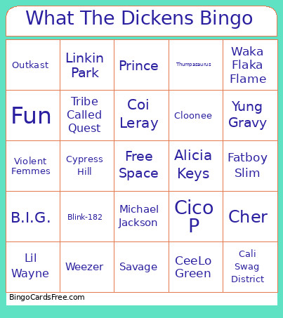 What The Dickens Bingo Card