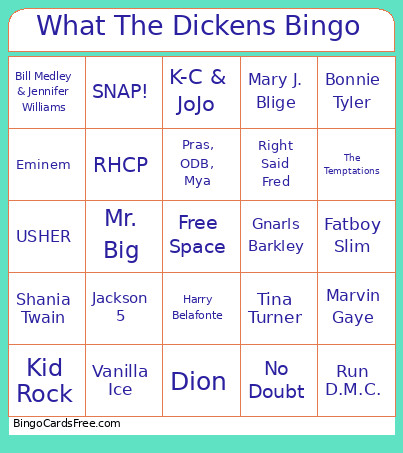 What The Dickens Bingo Card