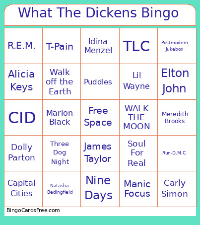 What The Dickens Bingo Card