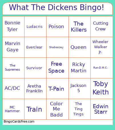 What The Dickens ! Bingo Card