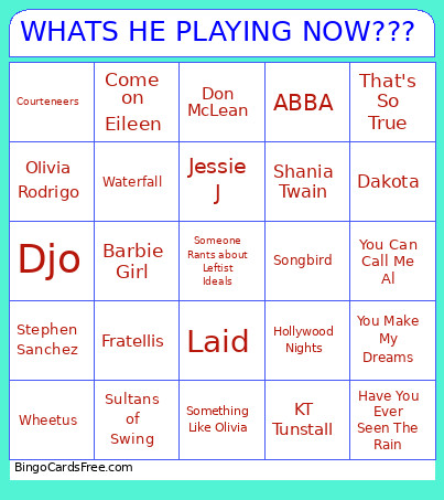 WHATS HE PLAYING NOW??? Bingo Card