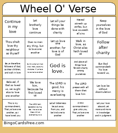 Wheel Of Verses Bingo Card