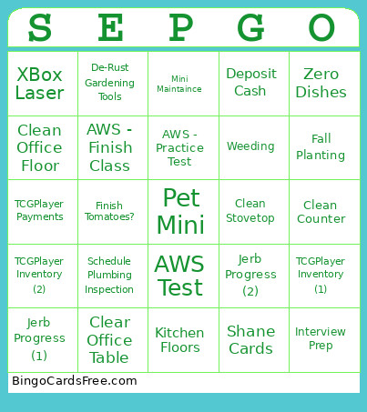 WHEN September ENDS Bingo Card