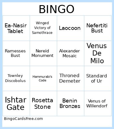 Where In The World Bingo Card