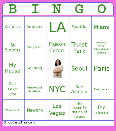 Where In The World Is Sarah? Bingo Card