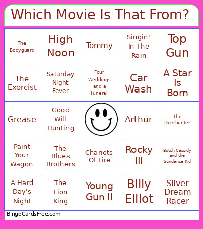 Which Movie Is That From? Bingo Card