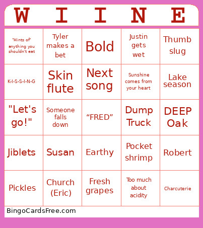 WHINE TORE Bingo Card
