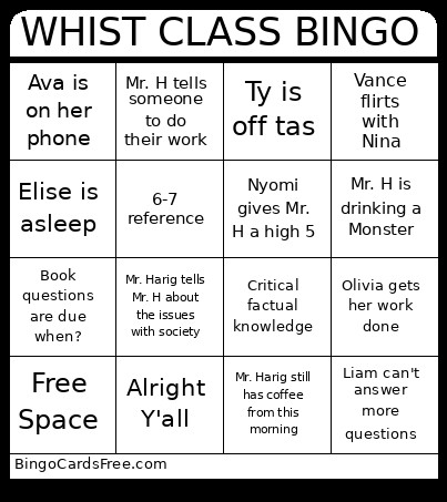 WHIST CLASS Bingo Card