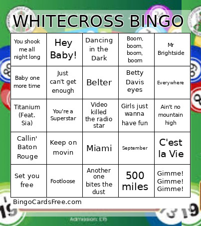 WHITECROSS Bingo Card