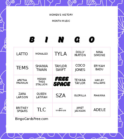 WHM Music Bingo Card