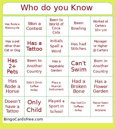 Who do you Know Bingo