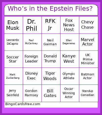 Who’s In The Epstein Files? Bingo Card