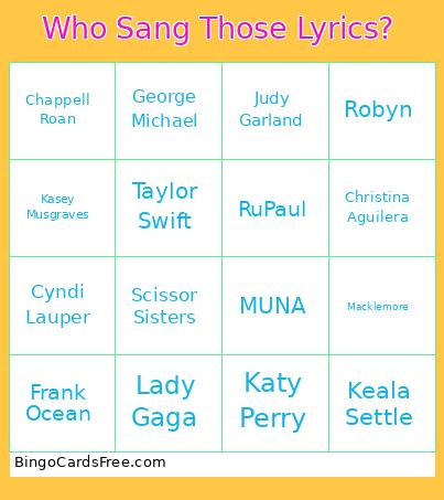 Who Sang Those Lyrics? Bingo