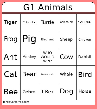 Who Would Win? Bingo Card