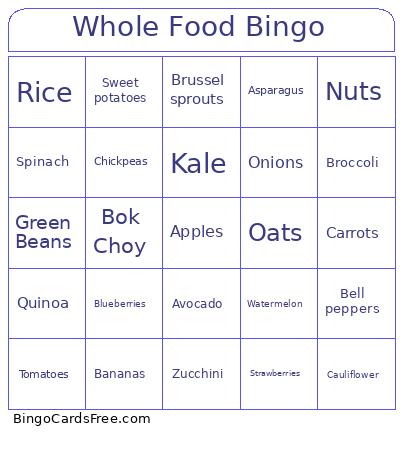Whole Food Bingo
