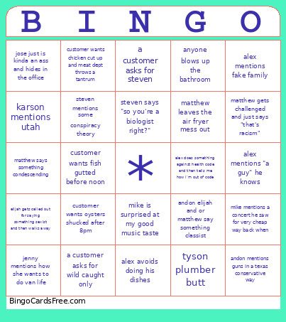 Whole Foods Bingo Card