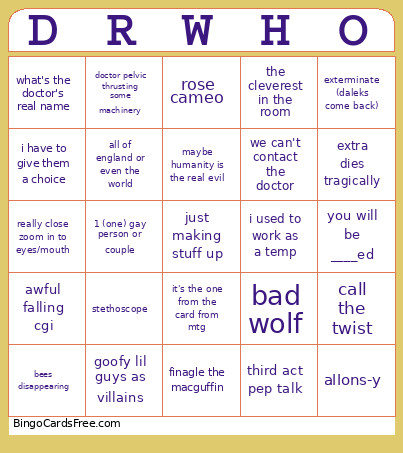 Whotf Bingo Card