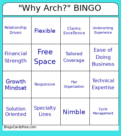 Why Arch? Bingo Card