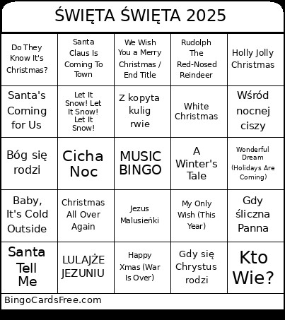 ŚWIĘTA ŚWIĘTA 2025 Bingo Card