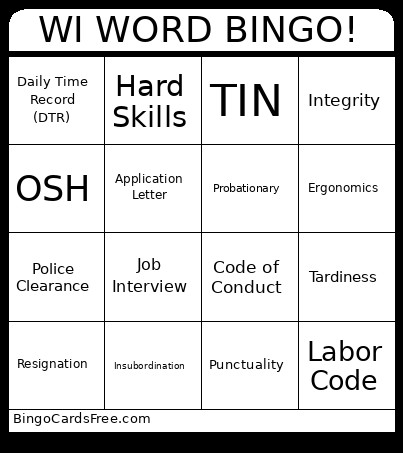 WI WORD ! Bingo Card