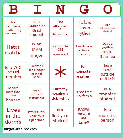 WIC GBM Bingo Card